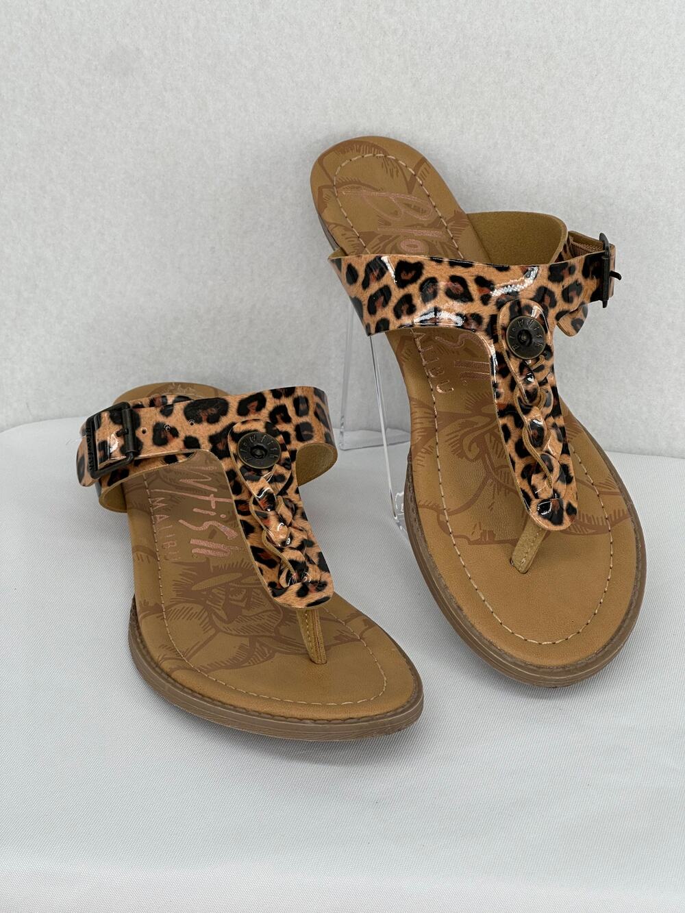 Blowfish Barro Ladies Leopard Adjustable Strap Sandals Size 8